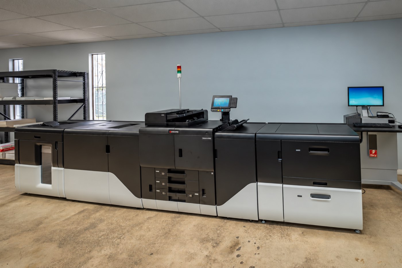 Production digital press on the plant floor at Solo Printing in Miami